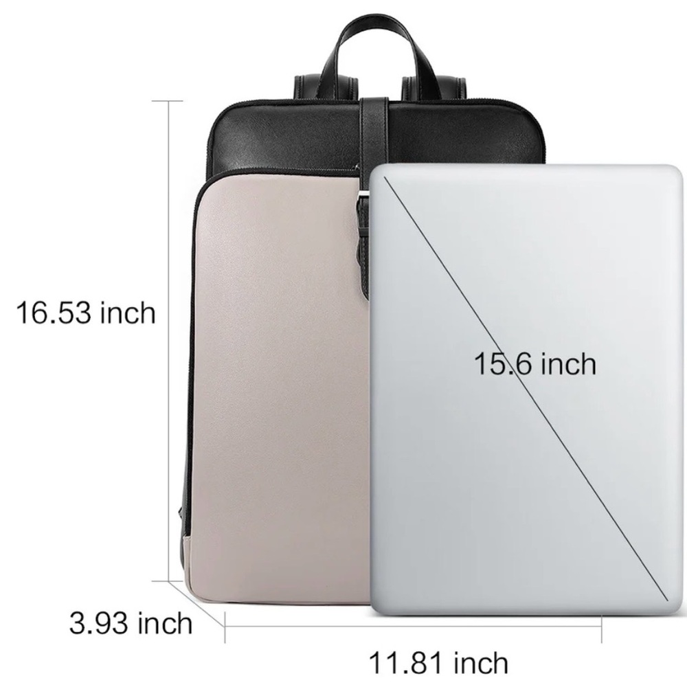 Cluci Two-Tone Leather Black and Light Gray Backpack - Picture 3 of 7
